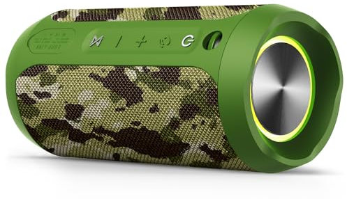 EDUPLINK Bluetooth Speaker, Portable Wireless Speakers, Waterproof IPX7 Speaker, TWS Pairing Stereo, Long Playtime for Home, Travel, Camo