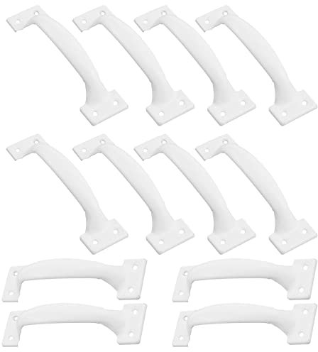 Pufguy 12,7 cm langer Bügelgriff aus Legierung, Vintage-Türgriff für Schränke, Küche, Schublade, Kommode, Tor, Weiß, 12 Stück