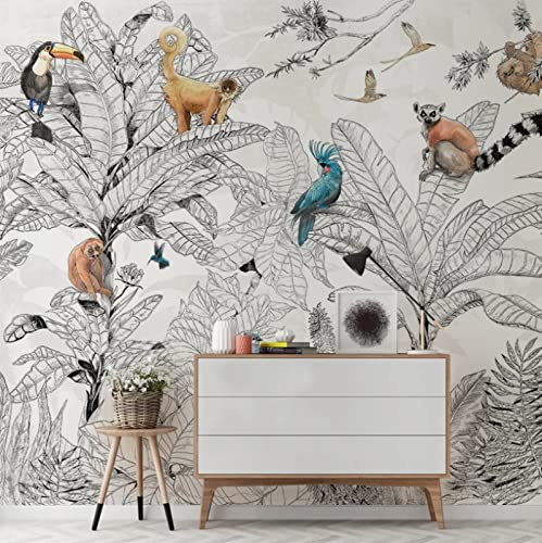 fsdgdf Papier peint intissé Animaux et plantes de la forêt du paysage français Décoration Murale Poster Tableaux Muraux Tapisserie Photo Trompe l'oeil Salon Chambre art mural 300(w) x210(H) cm