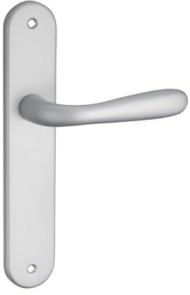 THIRARD - Ensemble de Poignées pour Porte Intérieure Goccia - Sans Trou - Carré 7 mm - Entr'Axes 195 mm - Chromé Satin - Plaques Aluminium Embouti - Béquilles Aluminium - Gris