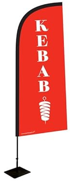 Drapeau publicitaire KEBAB de dimensions 225 x 85 cm avec Kit complet et mât