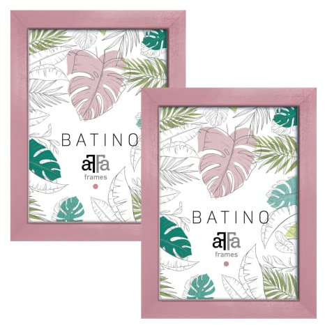 aFFa frames Bilderrahmen A4 21x29,7 cm - 2er Set Holz Fotorahmen Batino mit Acrylglas und HDF Rückwand - Posterrahmen für Fotos Urkunden Kunst Bilder Rosa