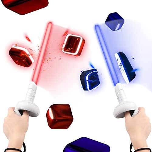 Tyasoleil RGB Beat Saber Handles Controller Grips VR Accessories for Oculus Quest 2, Accessories Compatible with Enhanced Beat Saber & Supernatural White