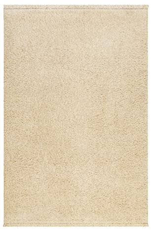 Wecon Home Moderner Esprit Hochflor Teppich für Wohnzimmer, Schlafzimmer und Kinderzimmer - DANTEP (120 x 170 cm, Creme beige)