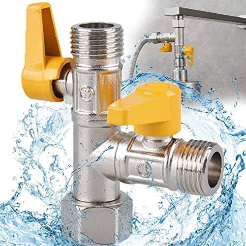 Valvola 3 vie Ottone, Valvola a 3 vie con Attacco T 1/2, Rubinetto Deviatore g 1/2, Rubinetto 2 vie Lavatrice, Rubinetto gas Doppia Uscita da 1/2, Per WC Bagno Cucina Tubo Doccia