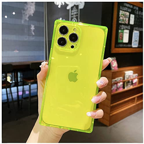 Vanqiang Square Design Phone Case Compatible with iPhone 14 11 12 13 Pro X XR XS Max 7 8 Plus SE 2020 Fashion Candy Color Clear Soft TPU Phone Case (for iphone 13,FG)