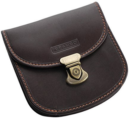 Branco Leder - kleine Damengeldbörse Rundbörse Portemonnaie Geldbeutel Schloss Börse aus Leder (Braun) - präsentiert von ZMOKA®