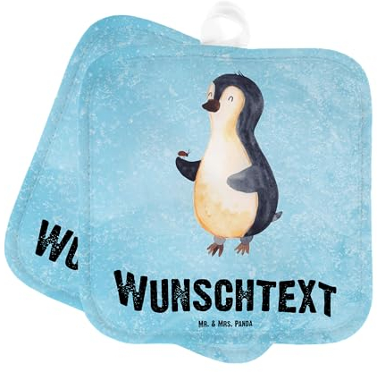 Mr. & Mrs. Panda Personalisierte Topflappen Pinguin Marienkäfer - Personalisierte Geschenke, Wunder, Namensaufdruck, Glück, Personalisierter