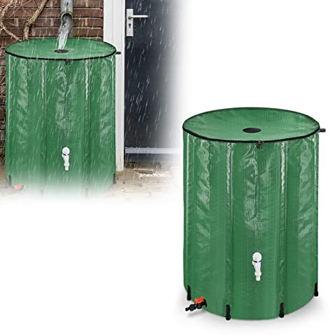 LZQ Réseau de pluie pliable 500 l - Réservoir d'eau de pluie avec tonneau de pluie en PVC - Vert - 132 gallons