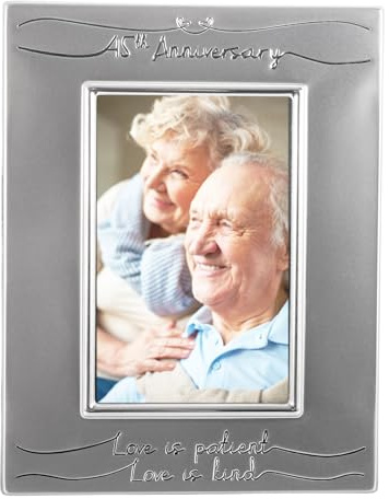 Beautiful Two Tone Silver Plated 45th Anniversary 4 x 6 Picture Frame with Black Velvet | Unique and Thoughtful Gift Idea