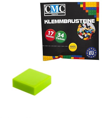 CMC imports 100 x Klemmbausteine Fliesen Tiles Bausteine 1x1 Noppen Kompatibel 34 Farben freie Farbenwahl (334 - Hell Grün)