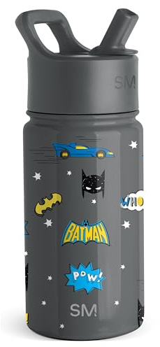 Botella Infantil Simple Modern Summit con Tapa de Pajita | Taza Térmica de Acero Inoxidable Harry Potter para Niños y Niñas | 415 ml | Batman POW!