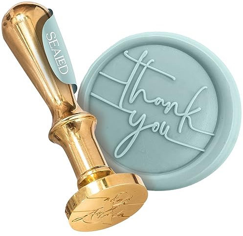 SEALED® Siegelstempel Set für Hochzeit oder besondere Anlässe, Wachssiegel Stempel mit verschiedenen Motiven (Thank You)