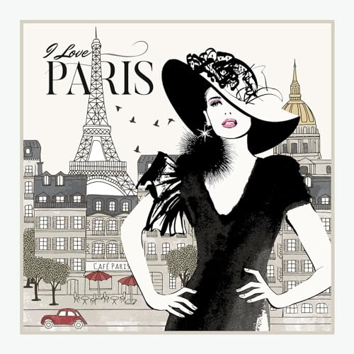 Stoff am Stück Stoff Kissen Panel Kunstleder Madame Paris 45 cm x 45 cm digital bedruckt