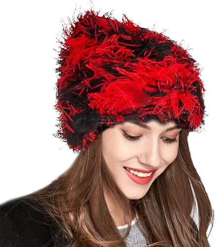 Nayyana® Distressed Strickmütze, Flauschige Wintermützen, Dicke warme Mützen, Schneemützen, Totenkopf, für Damen und Herren, Outdoor-Ski-Strickmütze, warme für Winter