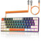 ZIYOU LANG T60 Wired Gaming-Tastatur mit Spiral USB-C Kabel - Kompakt 60% UK Layout(QWERTY) Mechanische Tastatur, 19 Rainbow RGB Backlit Mini 62 Tasten Klickender Blue Switch für PC/Mac - Glimmer