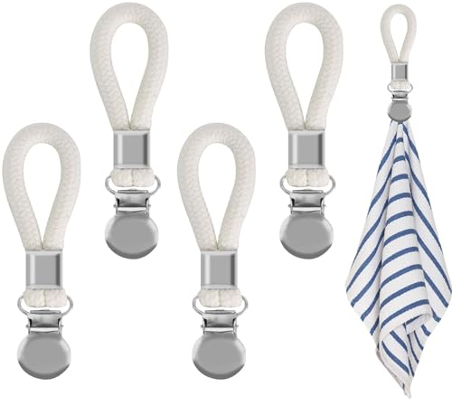 Zimoer Pinzas para Toallas, 5 Piezas Clips para Paños de Cocina para Colgar, Soportes para Paños de Cocina, Ganchos Perchas para Toallas de Té para Hogar, Cocina, Baño, Armarios, Balcón y Más (Blanco)