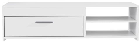 Forte LOWBOARDS TV-Schrank 120, weißer TV-Unterschrank mit 1 Tür, modernes Lowboard, Holzwerkstoff, Weiß, 120 cm breit x 31,8 cm hoch x 42,1 cm tief