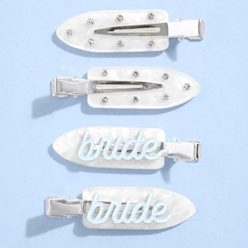 xo, Fetti 4pc Bride Beauty Clips | Blue Bachelorette Hair Accessory Gift