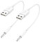DCNETWORK iPod Shuffle-USB-Kabel, 3,5-mm-Klinkenstecker auf USB, Ladegerät, Synchronisations- und Datenübertragungskabel für iPod Shuffle, 3., 4., 5. MP3, MP4, 2 Stück
