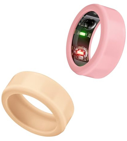 VIKIZUES Ringschutz Kompatibel mit Oura Ring, Silikon Scratch Elastic Protection Cover für Oura Ring Gen 3 Workout (Pink+Orang, M (11/12/13))