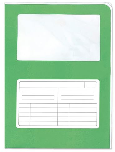 Blasetti Cartelline Portadocumenti con Finestra - Sintex Cromo VERDE GIADA raccoglitore documenti per ufficio, Formato A4, Confezione 50 pezzi, Carta usomano 120gr, Aperta su due lati