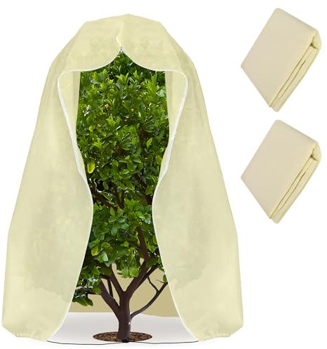 GIONAR 2 Stück Winter Pflanzenabdeckungen - 1.6x1.8m Groß Pflanzen Winterschutz Frosttuchdecke - Winter Pflanzenschutzsack Frostschutzhaube mit Zugband und Reißverschluss für Pflanzen