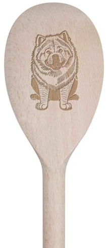 Azeeda 30cm 'Chow Chow Dog' Wooden Cooking Spoon (SO00020794)