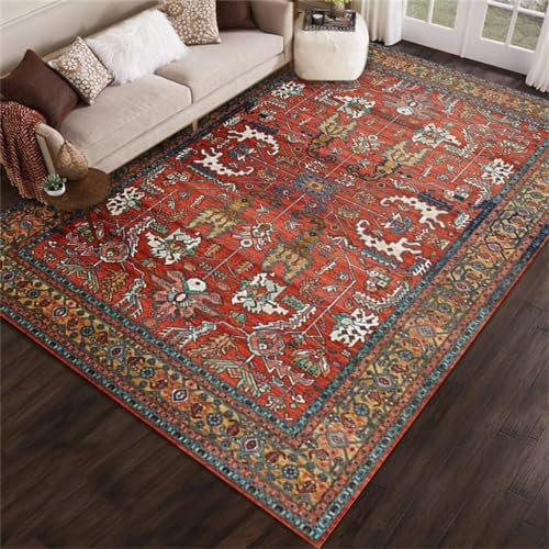 Room Decoration Aesthetic Tapis Vestiaire Tapis Rectangulaire Résistant À La Saleté, pour Salon, Canapé, Rouge, Antidérapant Gaming Room 100X160Cm 3Ft 3.4''X5Ft 3''