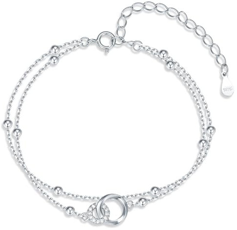 Candyfancy Armband für Damen Silber 925 Herz Silberarmband Verstellbare Armbänder Armkette Geschenke für Frauen Mädchen Freundin Mama