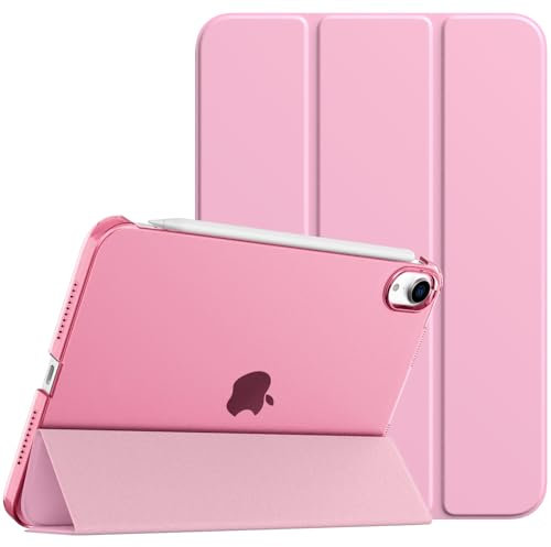TiMOVO Case for iPad Mini 7 A17 Pro 8.3-inch 2024, iPad Mini 6th Generation Case, Slim Translucent Hard Back Folio Cover Support Touch ID & Apple Pencil Charging, Auto Wake/Sleep, Flowers Pink