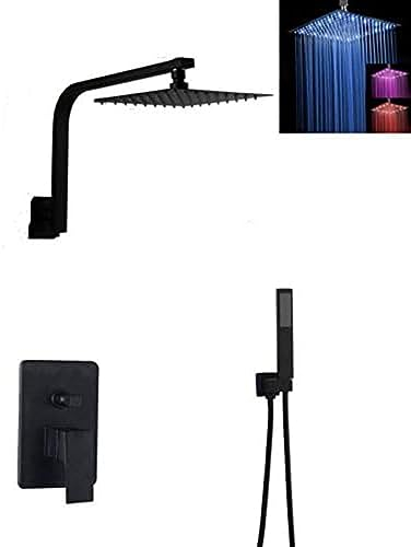 QUSYZD Duschsets, schwarzes Duschset, Badezimmer-Wasserhahn, Wandbrausearm, Umsteller, Mischbatterie, Handbrausen-Sets mit 8-Zoll-Duschkopf