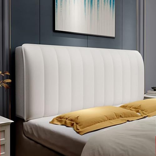 Rackbone Antifouling/verschleißfest/atmungsaktiv Bett Kopfteil Bezug - All Inclusive Dekoration Bett Kopfteil, Schlafzimmer Streifen Dekoration (Weiß, 150cm)