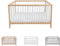 Lantigo Babybett 120x60 cm Naturbelassen & Weiß Gitterbett Buchenholz Massivholz Kinderbett mit Lattenrost höhenverstellbar 9 Stufen für Neugeborene und Kleinkinder inklusive Matratze