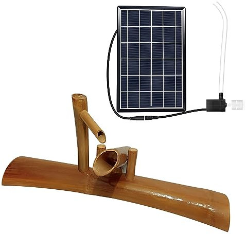 Fontaine en bambou faite à la main, fontaines extérieures autoportantes avec pompe solaire, fontaine à eau de jardin zen, kit de fontaine à eau pour étang d'arrière-cour, cadeau pour mère, petite amie