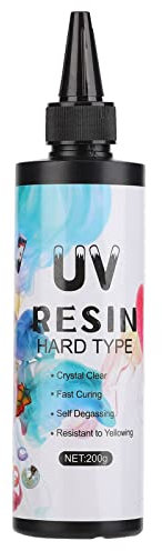 UV Resin Handworked DIY, Transparent Anti Yellowing Fast Curing Clear UV Glue Adhesive for Craft Decorations, Jewelry Making and More (200g)