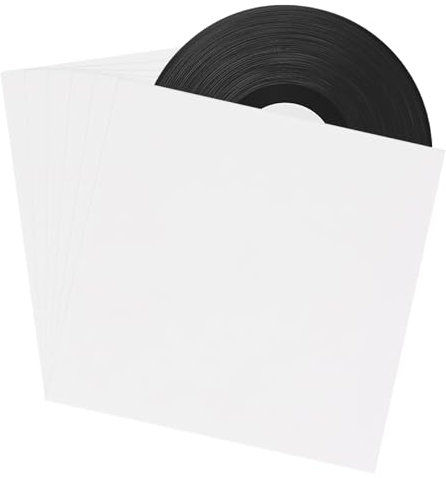 sourcing map 10 Pcs 7 Vinyl Record Jackets,Kraft Paper Vinyl Outer Sleeves Album Protector Covers for LP Vinyl Records Collections Storage,White
