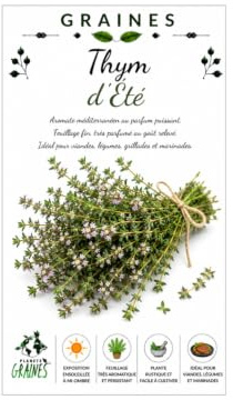 50 Graines de Thym d'Été - Variété Aromatique et Parfumé - Idéal Cuisine, Mellifère et très Résistant à la Sécheresse