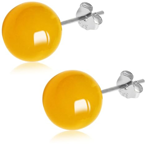 8mm Rote Achat Ohrstecker für Damen Mädchen, Hypoallergen 925 Silber Runde Naturstein Kugeln Ohrringe, Natürliche Edelstein Perlen Ohrschmuck Geschenk zum Geburtstag Jahrestag