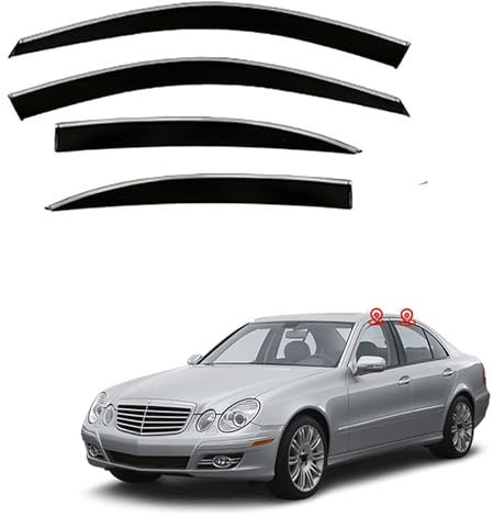 FSHWQR Windabweiser Autofenster für Mercedes Benz E Class I MK3-W211 2003 2004 2005 2006 2007 2008, Fenster Windabweiser Schutz vor Wind und Regen Auto Zubehör
