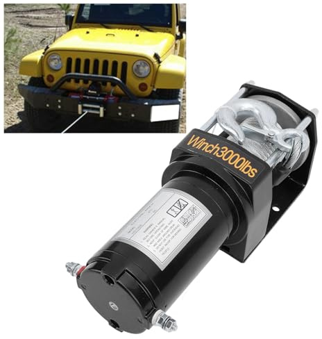 Kit de Cabrestante Eléctrico Akozon 12V 3000LBS para Vehículos Todoterreno-cabrestante de Remolque Pesado con Motor de 1kW para Remolques y Autocuración