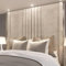 Luxury Floor Standing Panel Headboard, 127-203 cm Height, Plush Velvet, Linear Design, Beige (Duckegg, 4ft6-50''Tall)