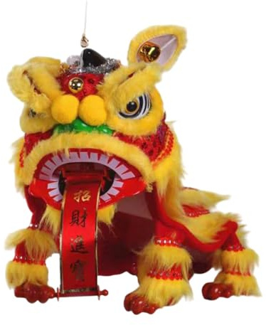 Almencla Marionetten Löwenfigur Handpuppe für Chinesisches Neujahr Tanzspielzeug aus Plüsch mit Schnur Kunstvolle Souvenirpuppen für Dekor Und Freude für
