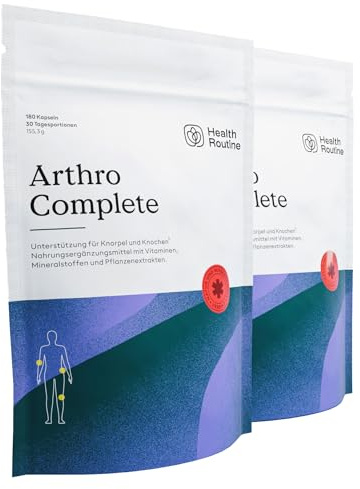 Health Routine Arthro Complete – Glucosamin Chondroitin Hochdosiert 2 Pack | MSM, Kollagen, Hyaluronsäure, Curcumin & Boswellia – Gelenkkapseln für Knorpelaufbau, Gelenke, Knochen & Beweglichkeit