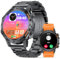 Men's Smart Watch for Android iOS 1.39 HD Round Dial Bluetooth Phone Call Smartwatch for Men Black Stianless Steel,Health Monitor,Orange Straps,400 mAh Battery,100+ Sport Modes Activity Tracker