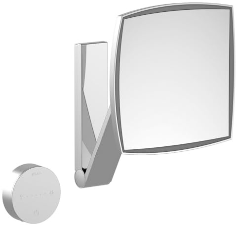KEUCO iLook_move 17613179002 Schminkspiegel beleuchtet, eckig, Lichtfarbe stufenlos einstellbar, Glasbetteien-Panel, Farbe:Aluminium Finish