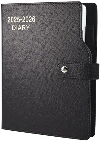Academic Diary 2025-2026 A5 Page a Day from Jul 2025 to Jun 2026, Full Year Daily Planner with Colorful Monthly Tabs, Pen Loop & Fine Inner Pocket and Colorful Side Panels, 6.7 × 8.5（Black)