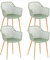 buybyroom Gartenstühle 4er Set, Lounge Sessel Outdoor Gartenstuhl Kunststoff, Balkon Stühle mit Metall Stuhlbein, 120 kg Belastbar, Graugrün