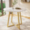 Dolamaní Table à manger ronde de 80 cm de diamètre (1 pièce) pour 4 à 6 personnes, plateau de table blanc en marbre moderne, cadre en métal doré, hauteur 75 cm