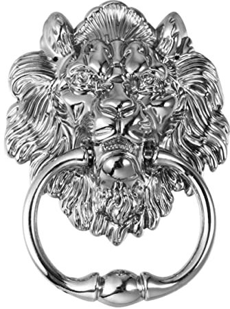 DIYEAH Löwenkopf Türklopfer aus Zinklegierung Antiker Silberner Türgriff mit Zugring Langlebig und Rostfrei für Türen Schränke und Möbel